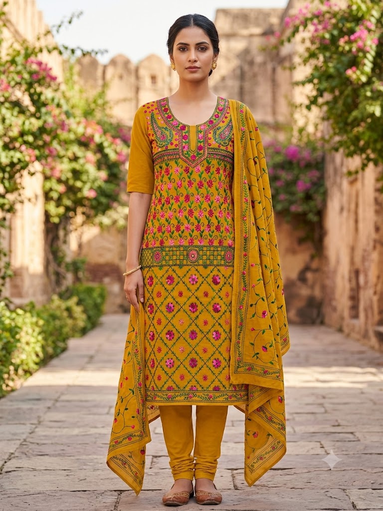 Chikonwala's Exclusive Hand Embroidered Fulkari Dress