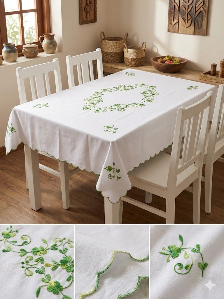 Hand Embroidered Four Seater Floral Table Cover