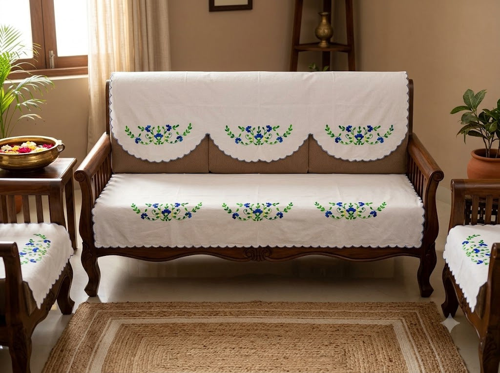 Hand Embroidered Sofa Cover (3+1+1 Seater)