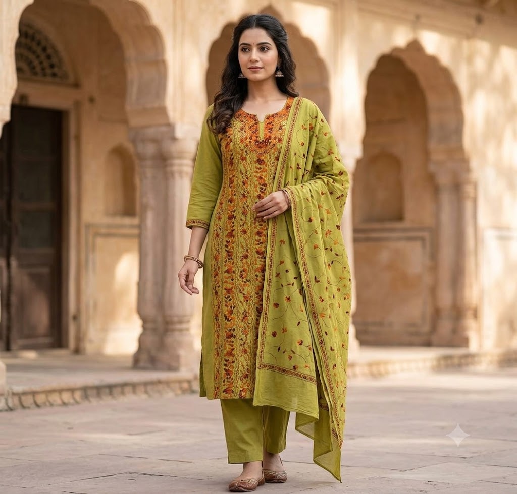 Chikonwala's Exclusive Hand Embroidered Fulkari Dress