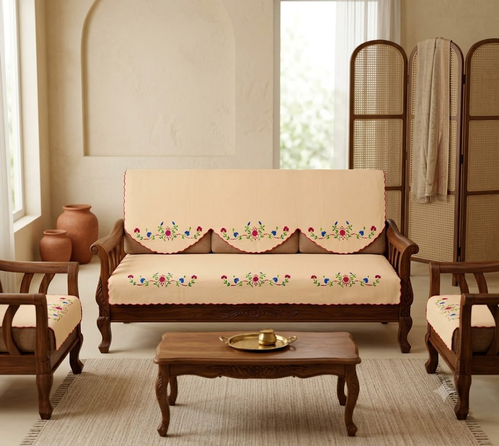 Hand Embroidered Sofa Cover (3+1+1 Seater)