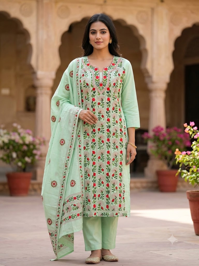 Chikonwala's Exclusive Hand Embroidered Fulkari Dress