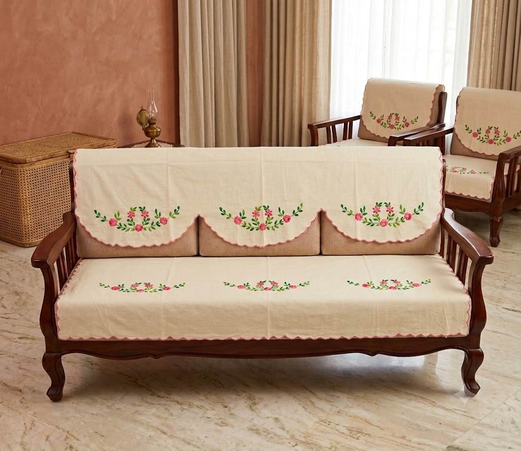 Hand Embroidered Sofa Cover (3+1+1 Seater)
