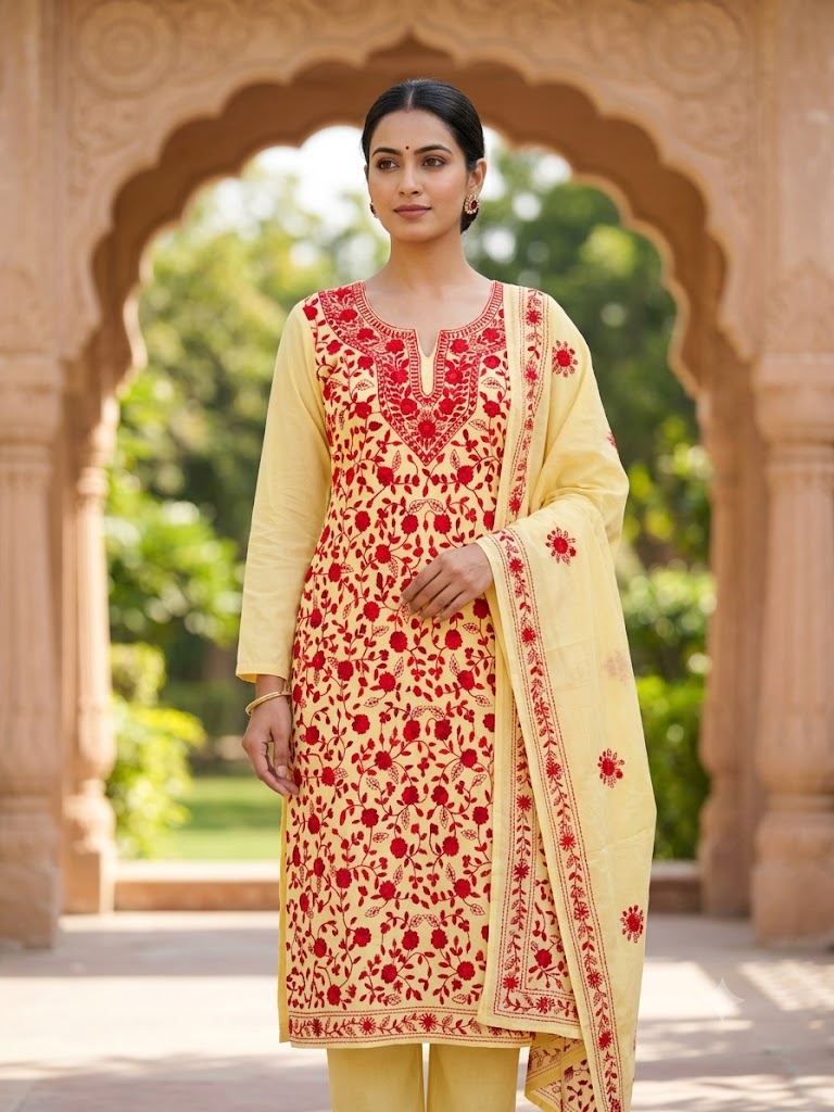 Chikonwala's Exclusive Hand Embroidered Fulkari Dress