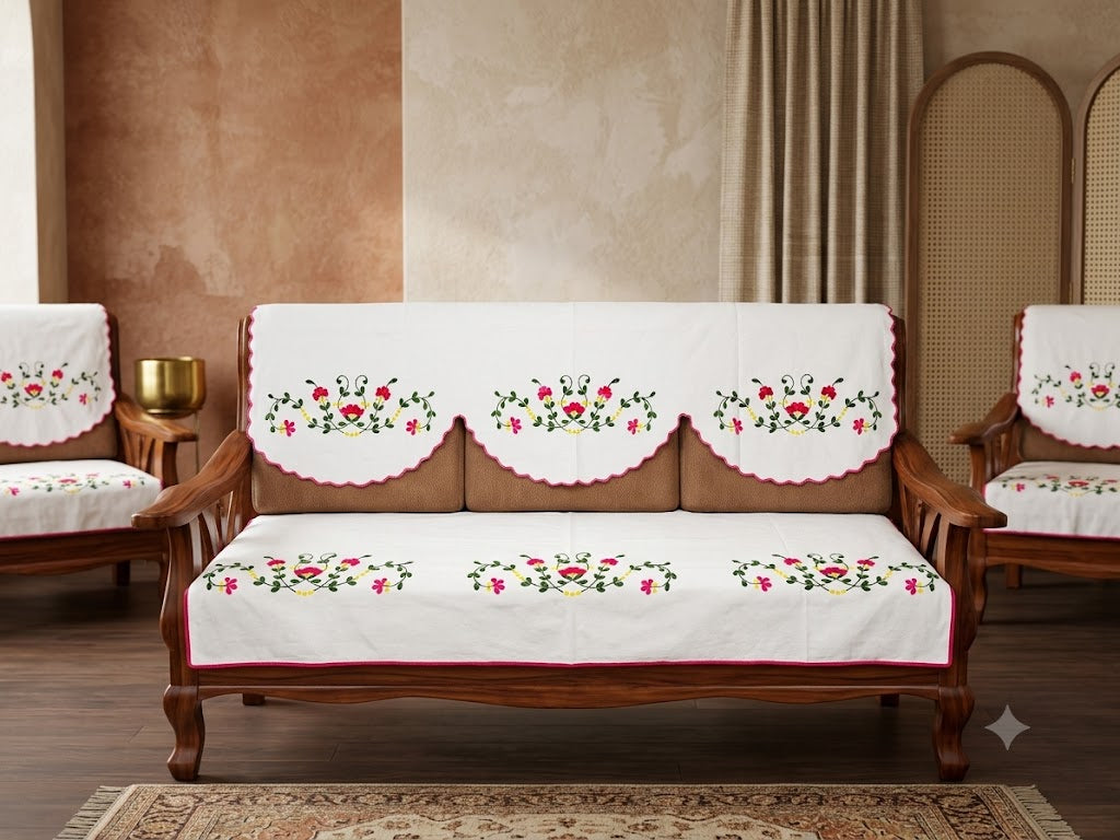 Hand Embroidered Sofa Cover (3+1+1 Seater)
