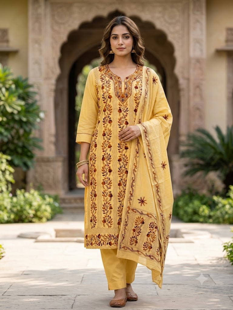 Chikonwala's Exclusive Hand Embroidered Fulkari Dress