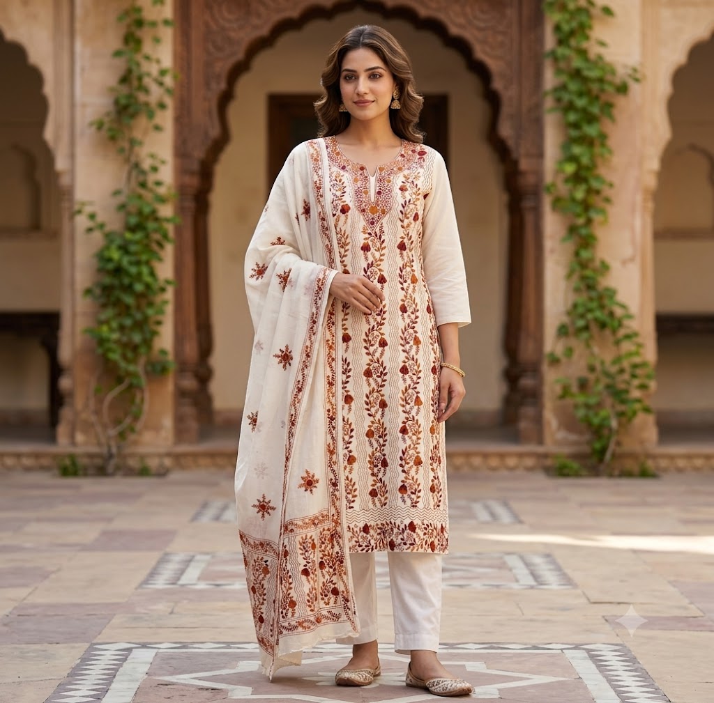 Chikonwala's Exclusive Hand Embroidered Fulkari Dress