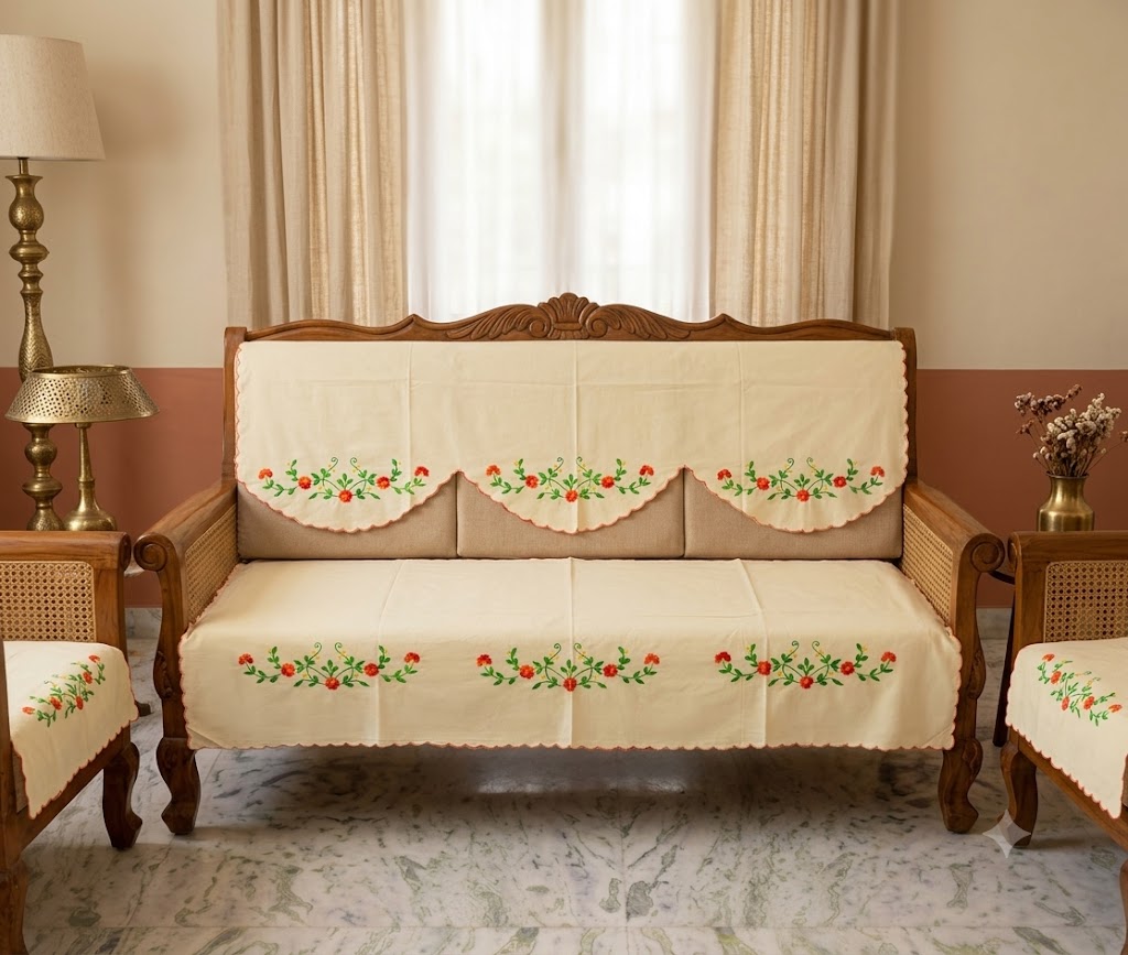 Hand Embroidered Sofa Cover (3+1+1 Seater)