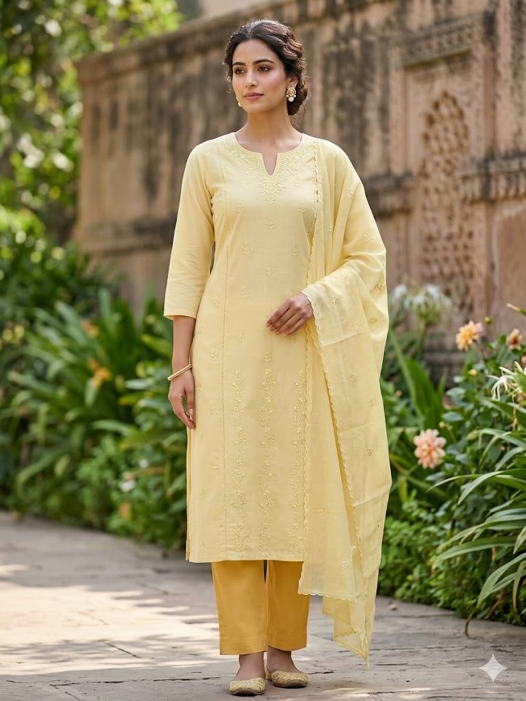 Chikonwala's Exclusive Hand Embroidered Organdy Cotton Dress Material