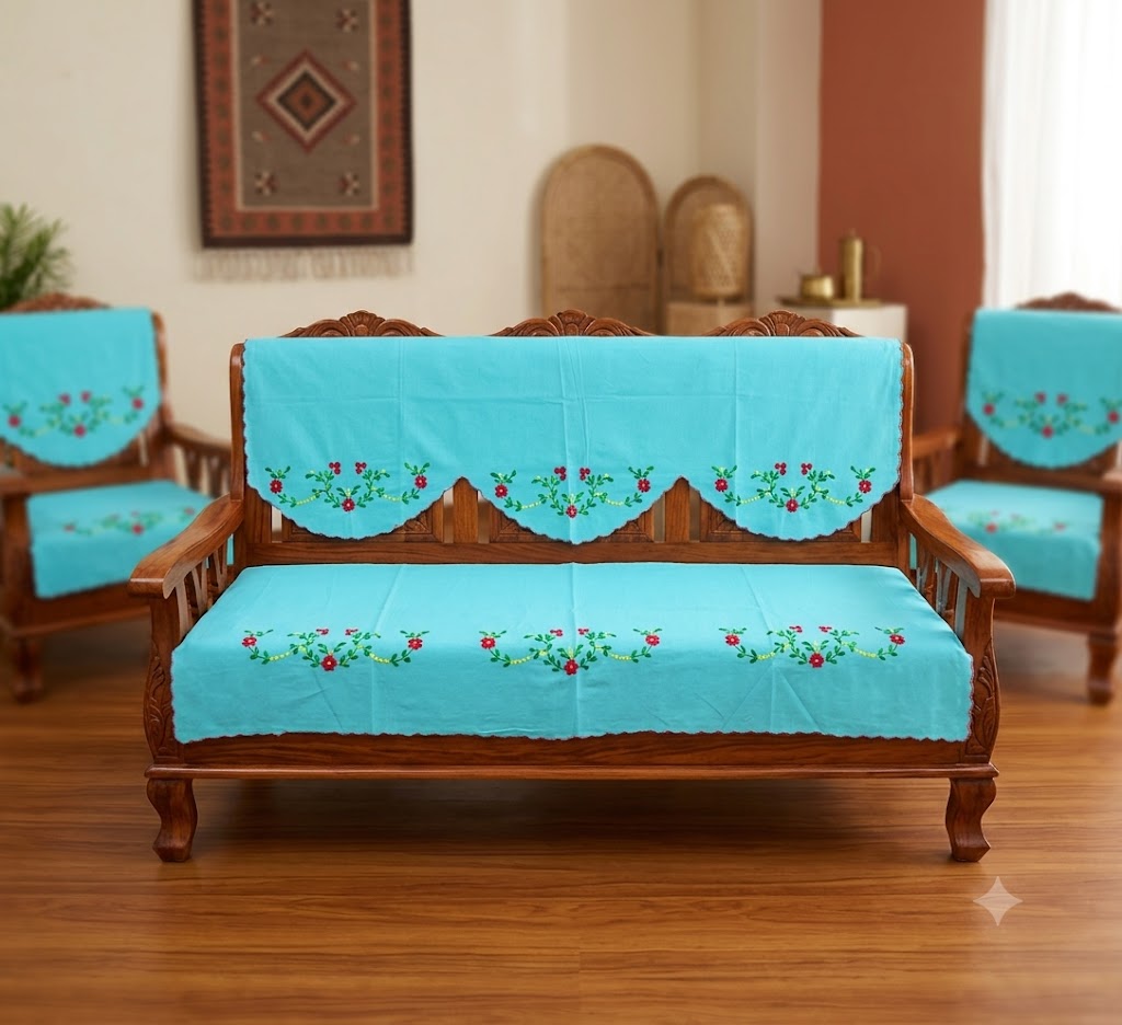 Hand Embroidered Sofa Cover (3+1+1 Seater)