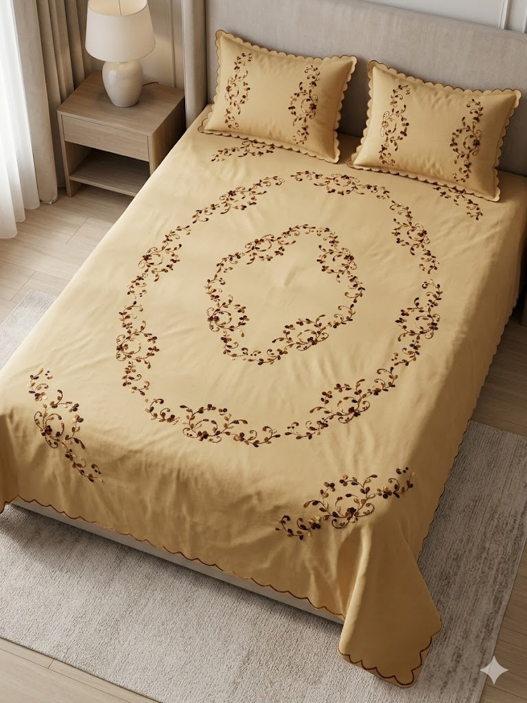 Chikonwala's Hand Embroidered Floral Design Bedsheet