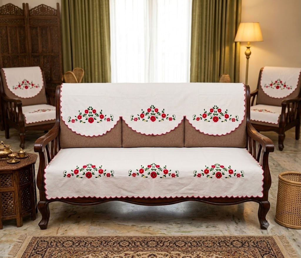 Hand Embroidered Sofa Cover (3+1+1 Seater)