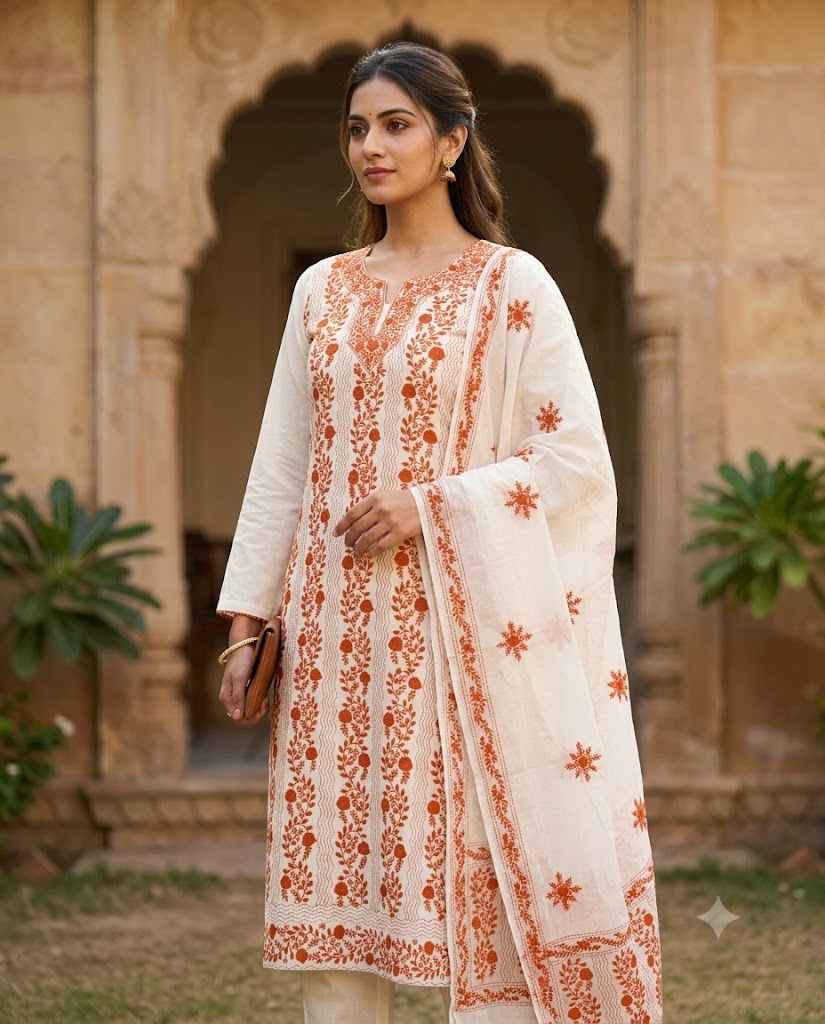 Chikonwala's Exclusive Hand Embroidered Fulkari Dress