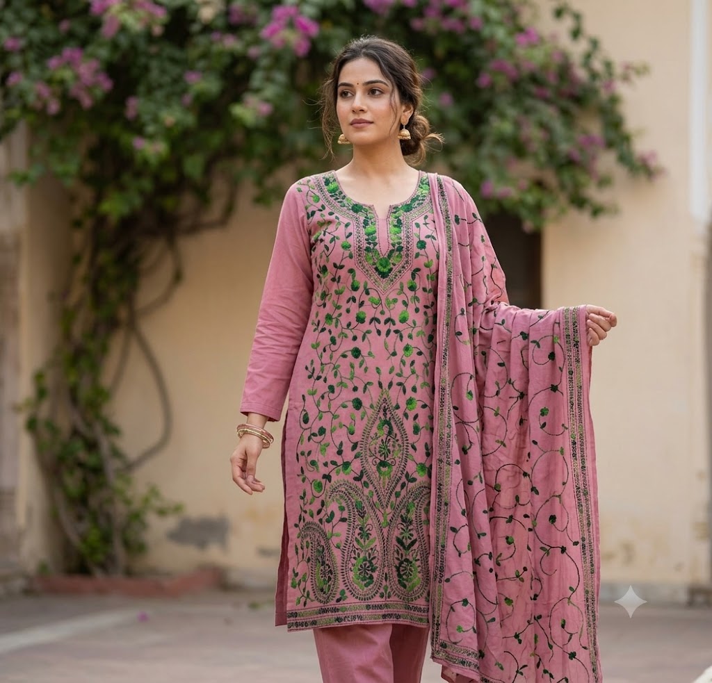 Chikonwala's Exclusive Hand Embroidered Fulkari Dress
