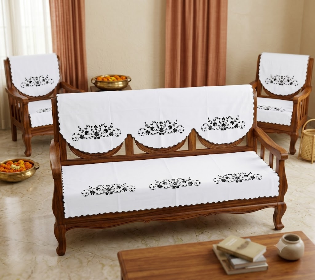 Hand Embroidered Sofa Cover (3+1+1 Seater)