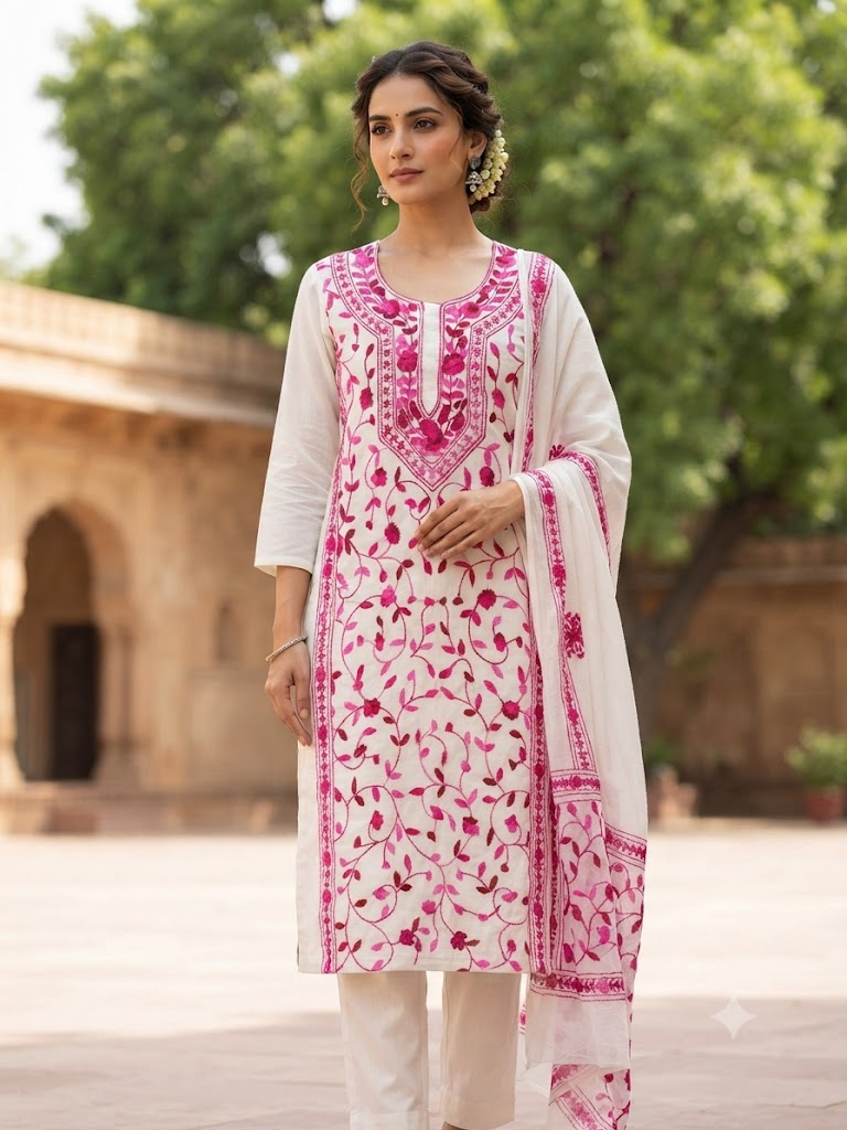 Chikonwala's Exclusive Hand Embroidered Fulkari Dress