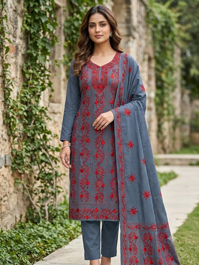 Chikonwala's Exclusive Hand Embroidered Fulkari Dress