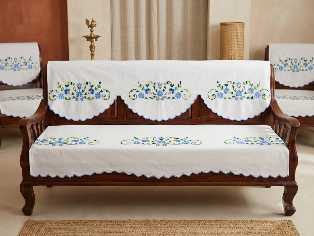 Hand Embroidered Sofa Cover (3+1+1 Seater)