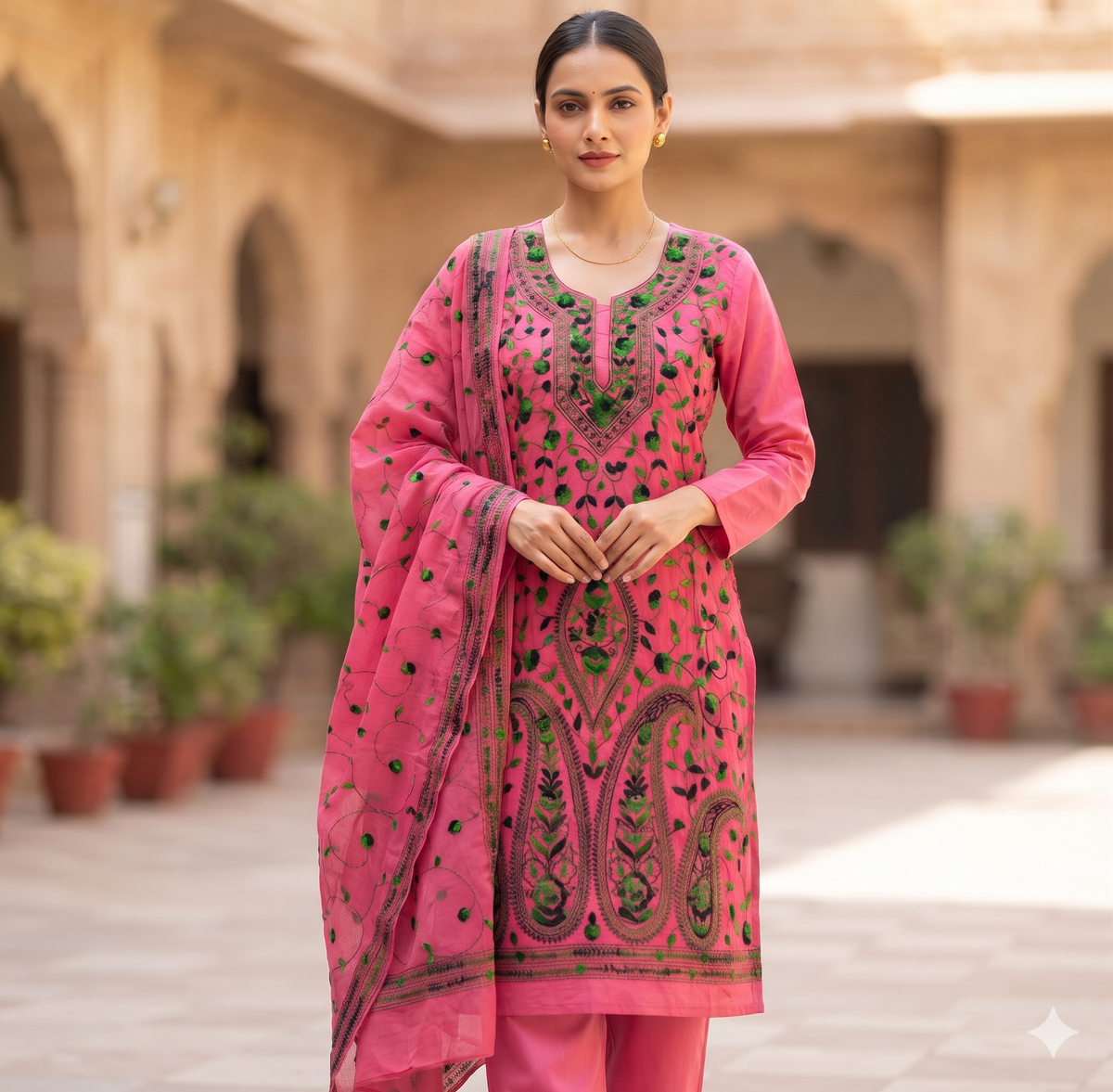 Chikonwala's Exclusive Hand Embroidered Fulkari Dress