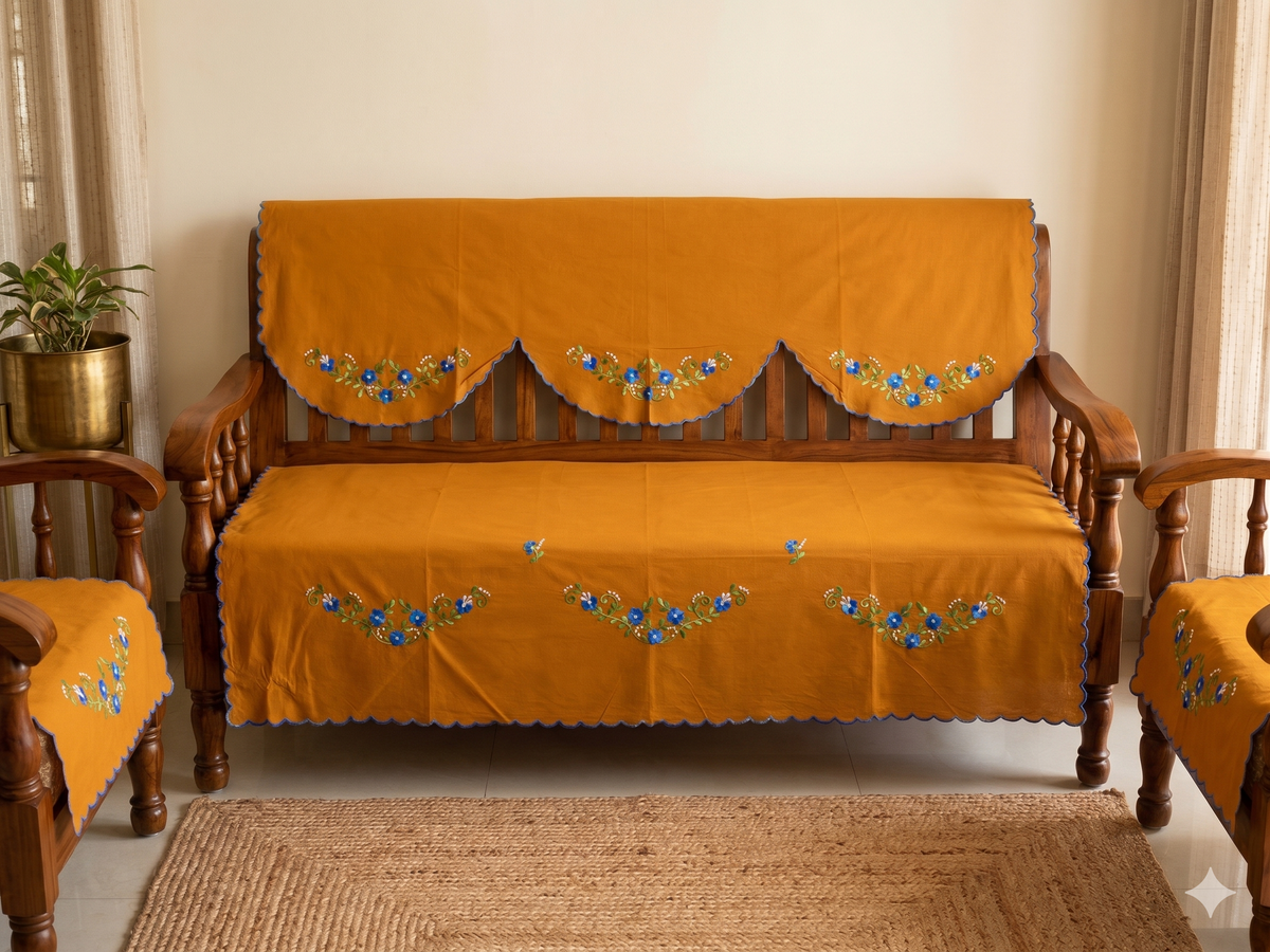 Hand Embroidered Sofa Cover (3+1+1 Seater)