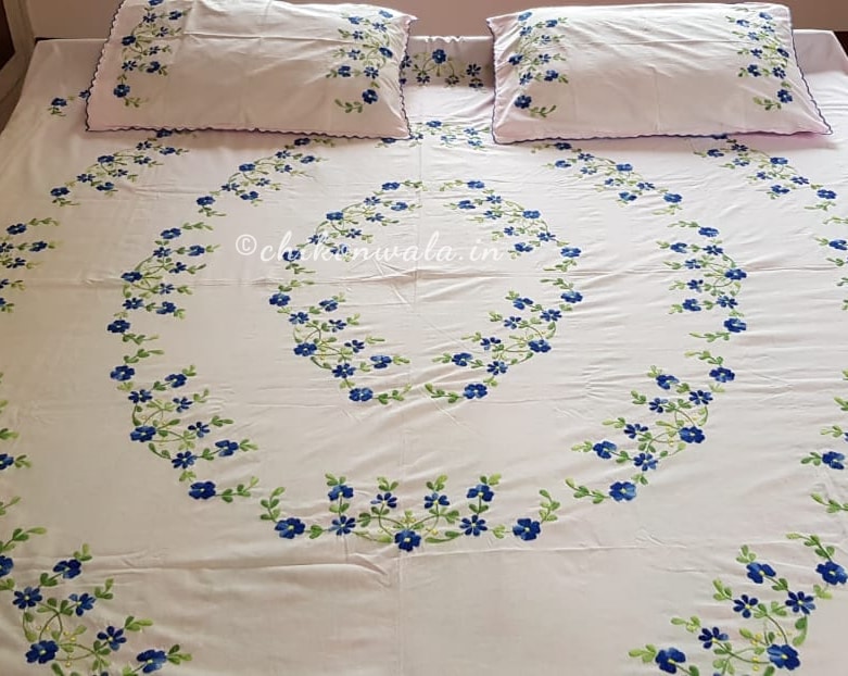 Chikonwala's Hand Embroidered Floral Design Bedsheet