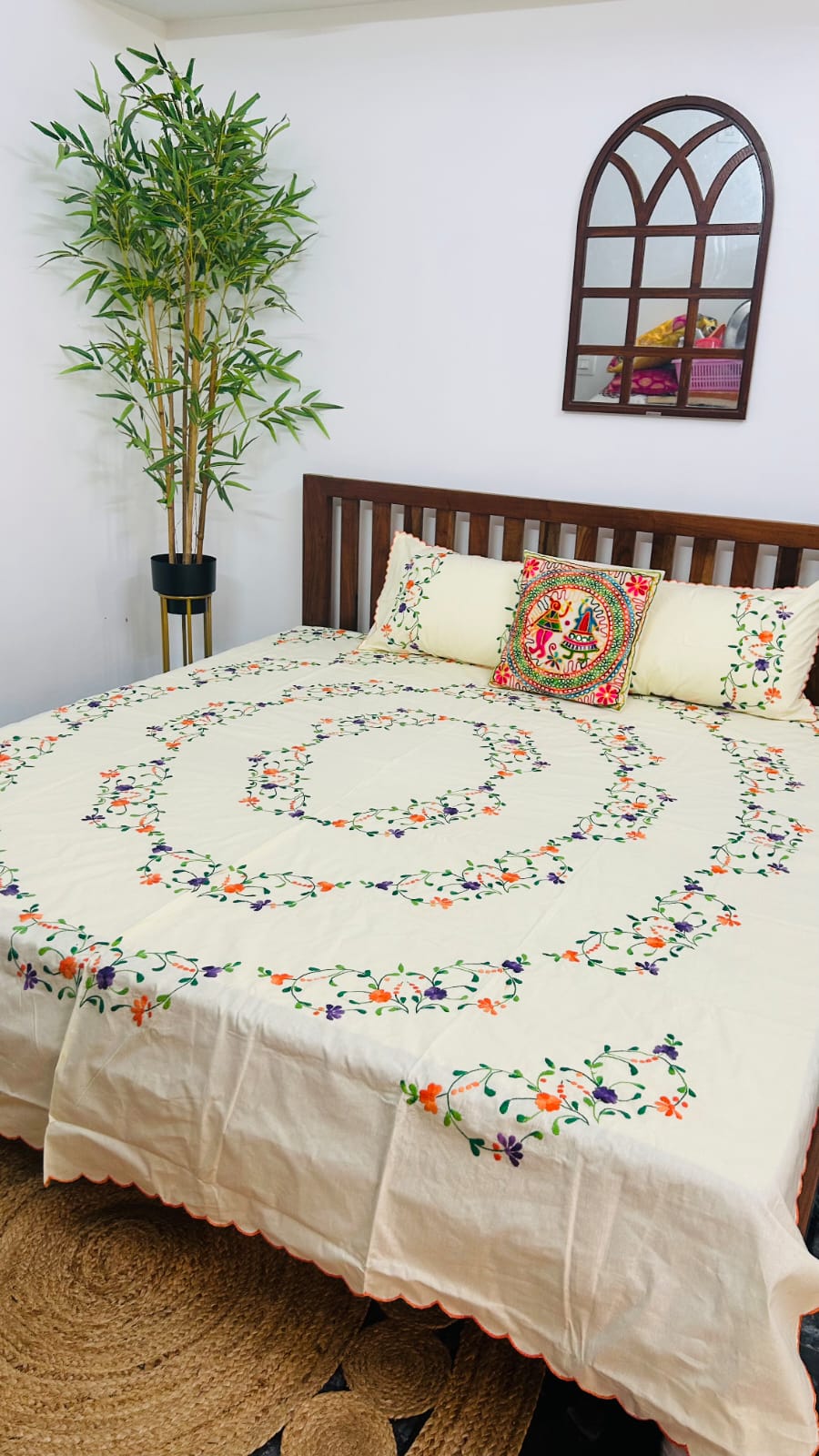 Chikonwala's Hand Embroidered Pure Cotton Bedsheet