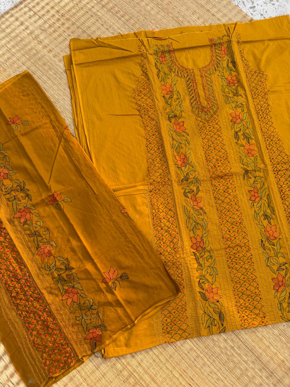 Chikonwala's Exclusive Hand Embroidered Bidding Kantha Dress Material