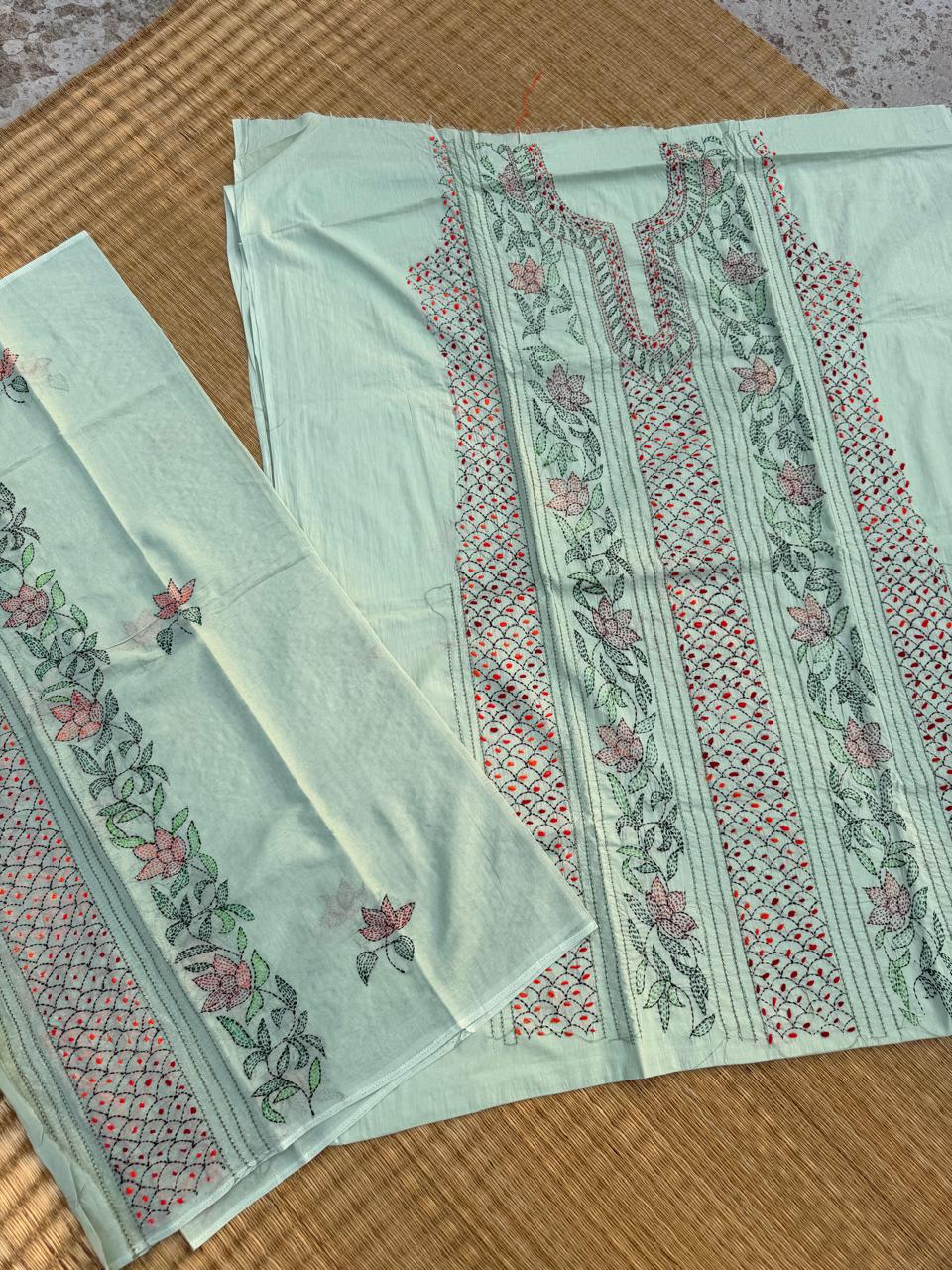 Chikonwala's Exclusive Hand Embroidered Bidding Kantha Dress Material