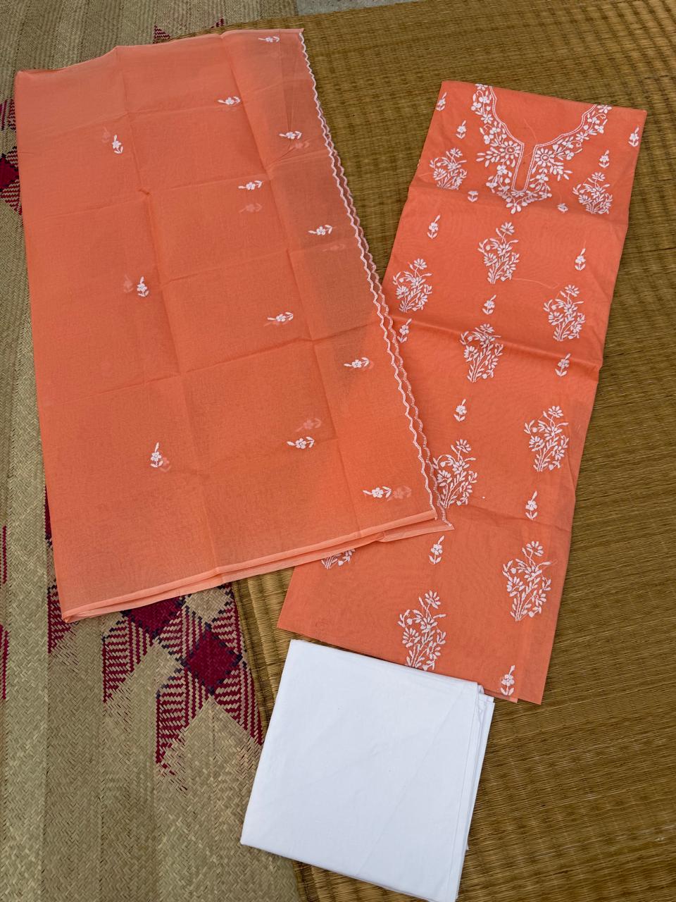Chikonwala's Exclusive Hand Embroidered Organdy Cotton Dress Material
