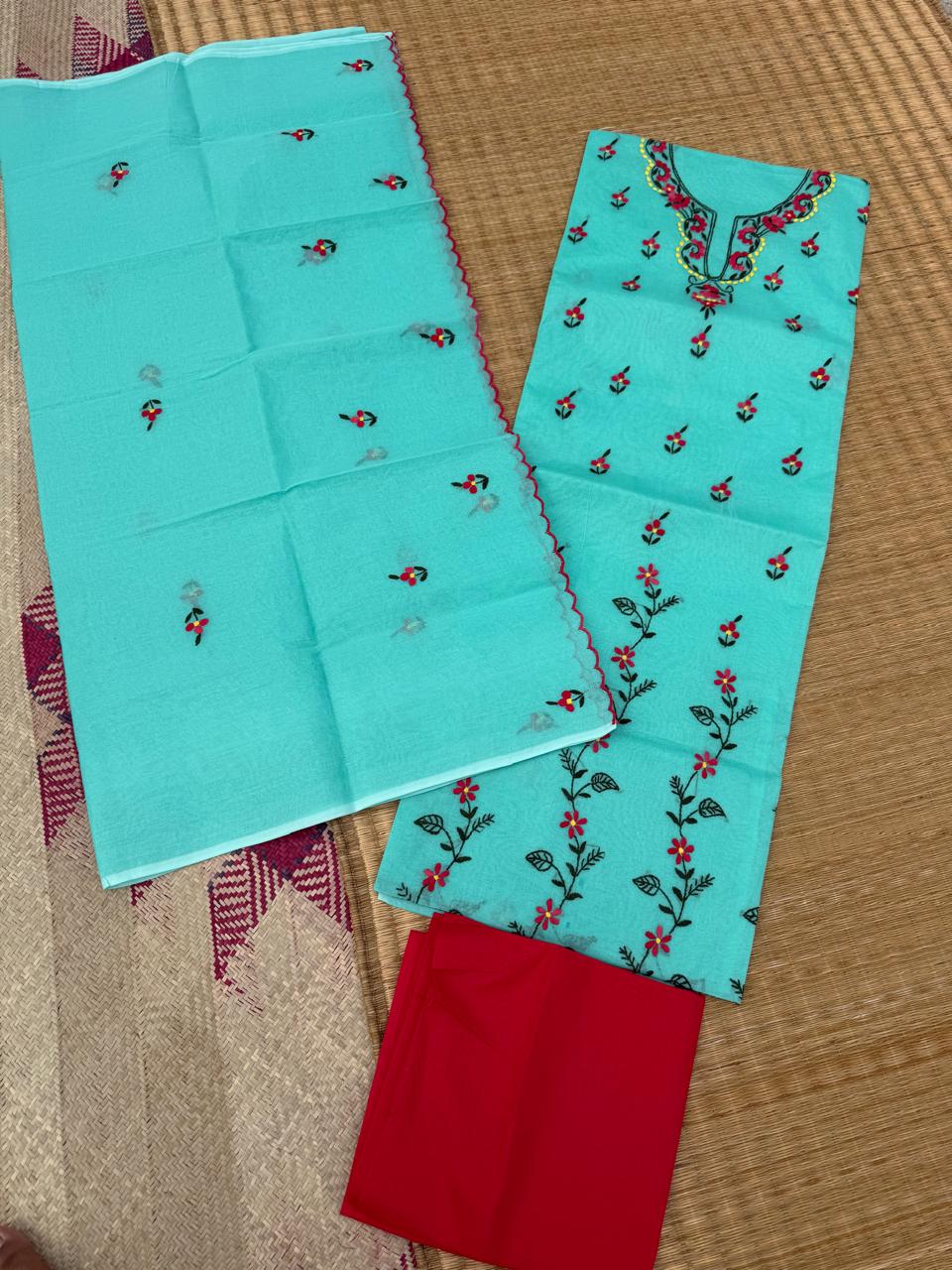 Chikonwala's Exclusive Hand Embroidered Organdy Cotton Dress Material