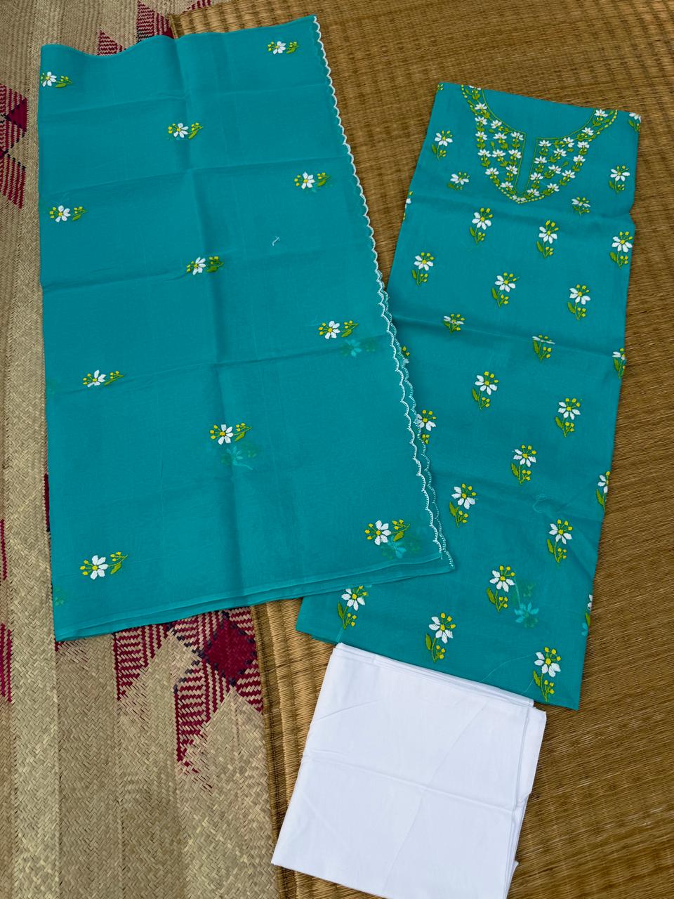 Chikonwala's Exclusive Hand Embroidered Organdy Cotton Dress Material