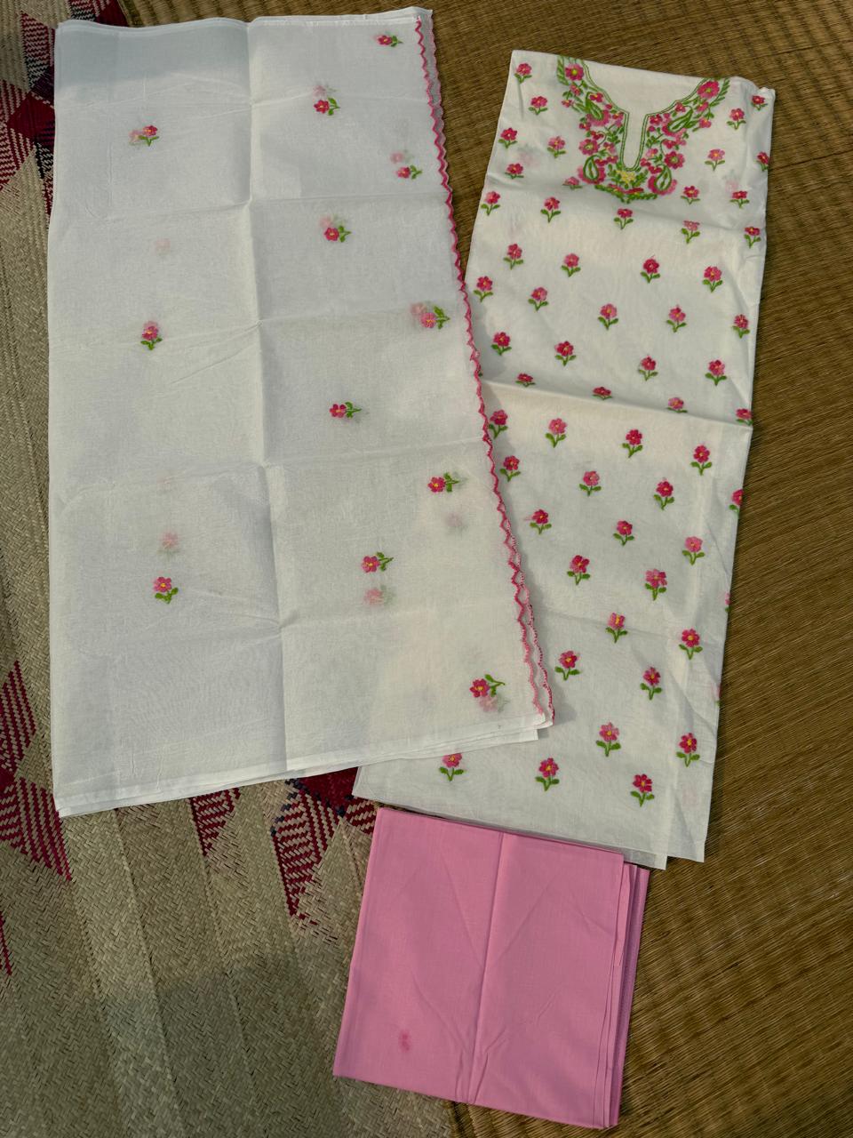 Chikonwala's Exclusive Hand Embroidered Organdy Cotton Dress Material
