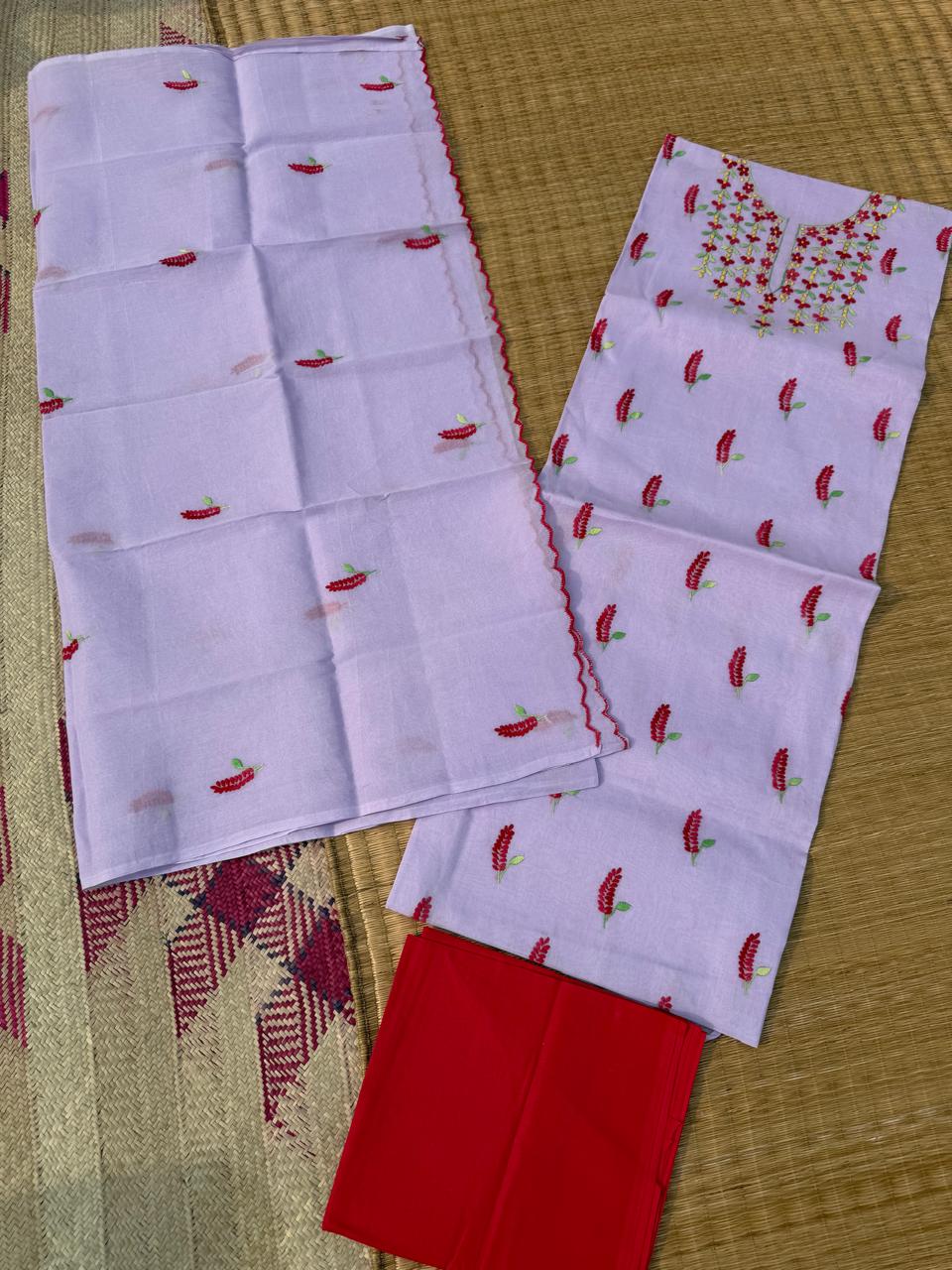 Chikonwala's Exclusive Hand Embroidered Organdy Cotton Dress Material