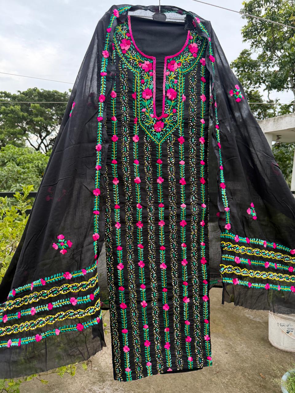 Chikonwala's Exclusive Hand Embroidered Fulkari Dress