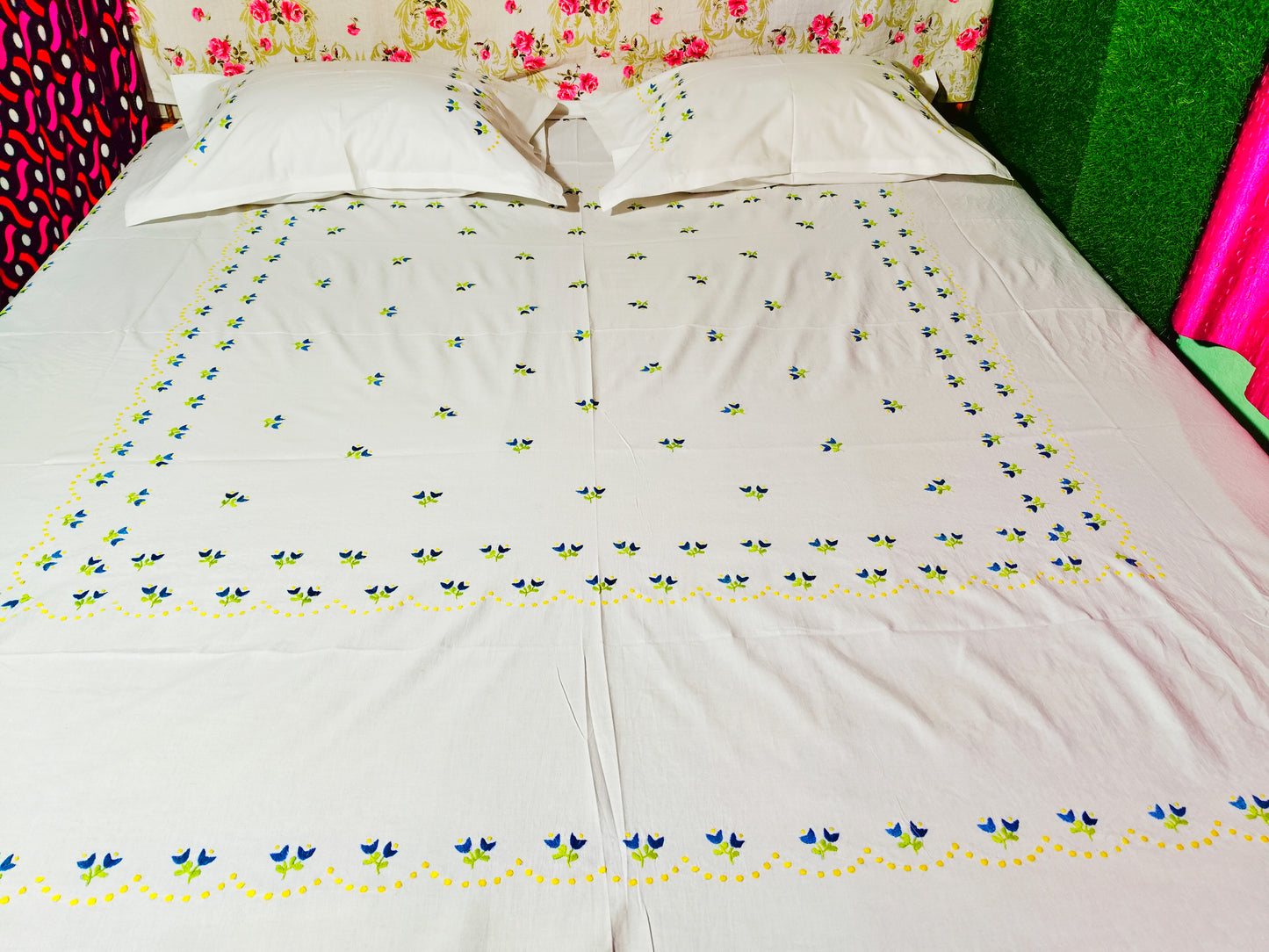 Chikonwala's Hand Embroidered Pure Cotton Bedsheet