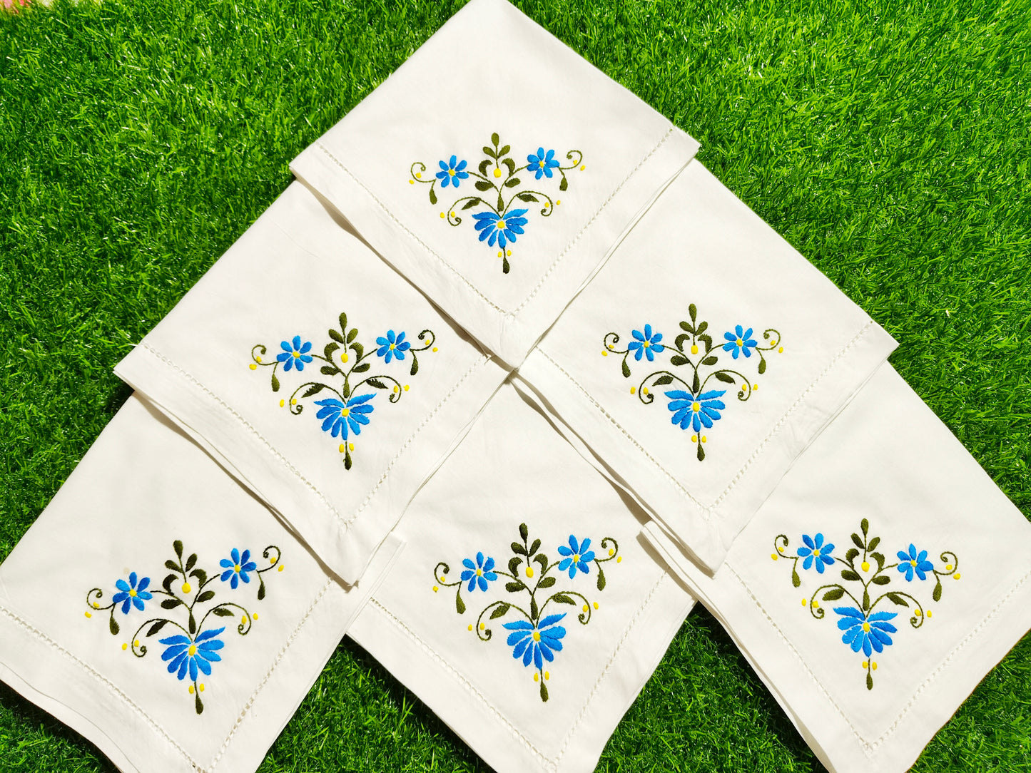 Hand Embroidered Pure Cotton Napkins (Set of 6)