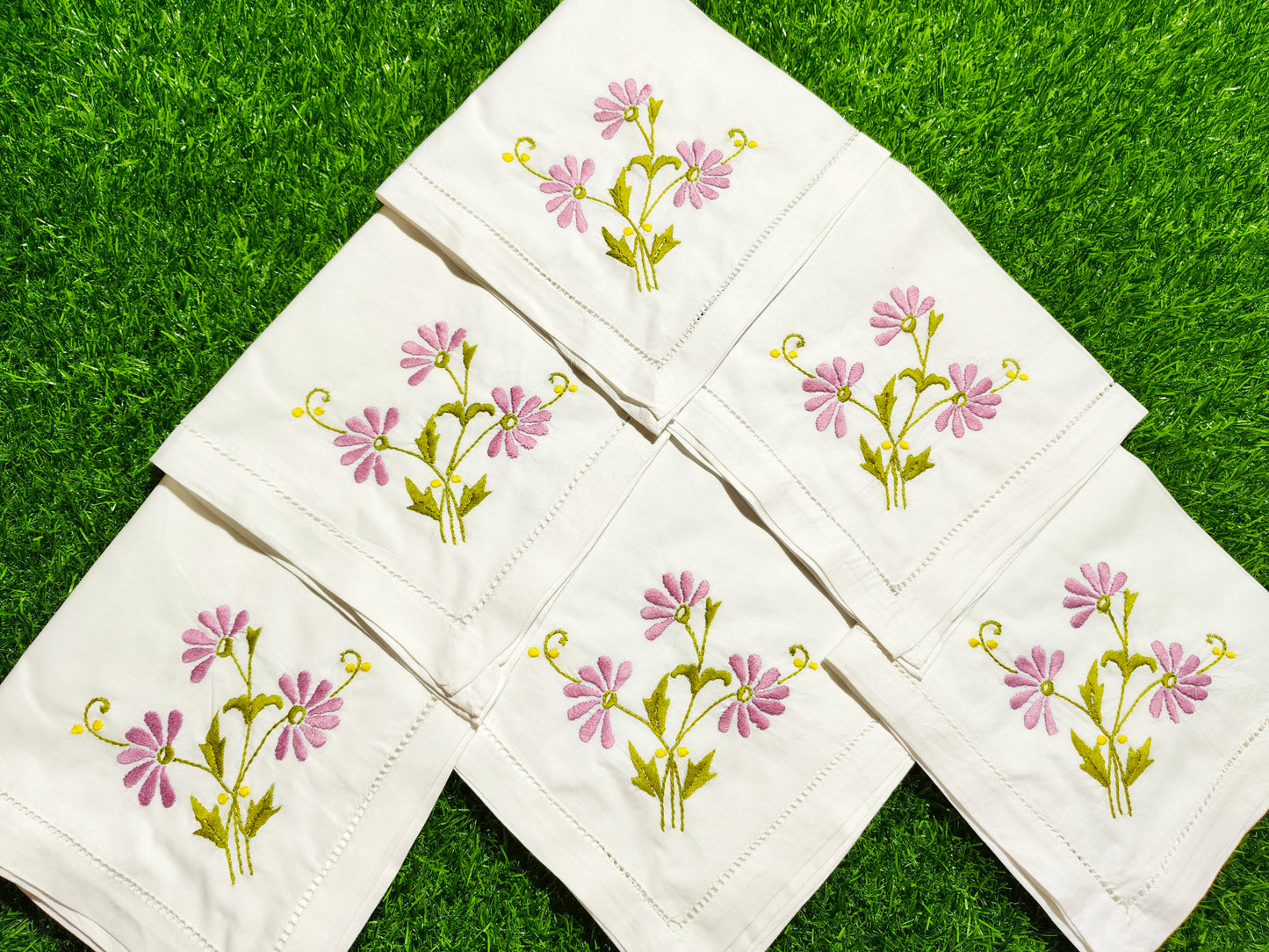 Hand Embroidered Pure Cotton Napkins (Set of 6)