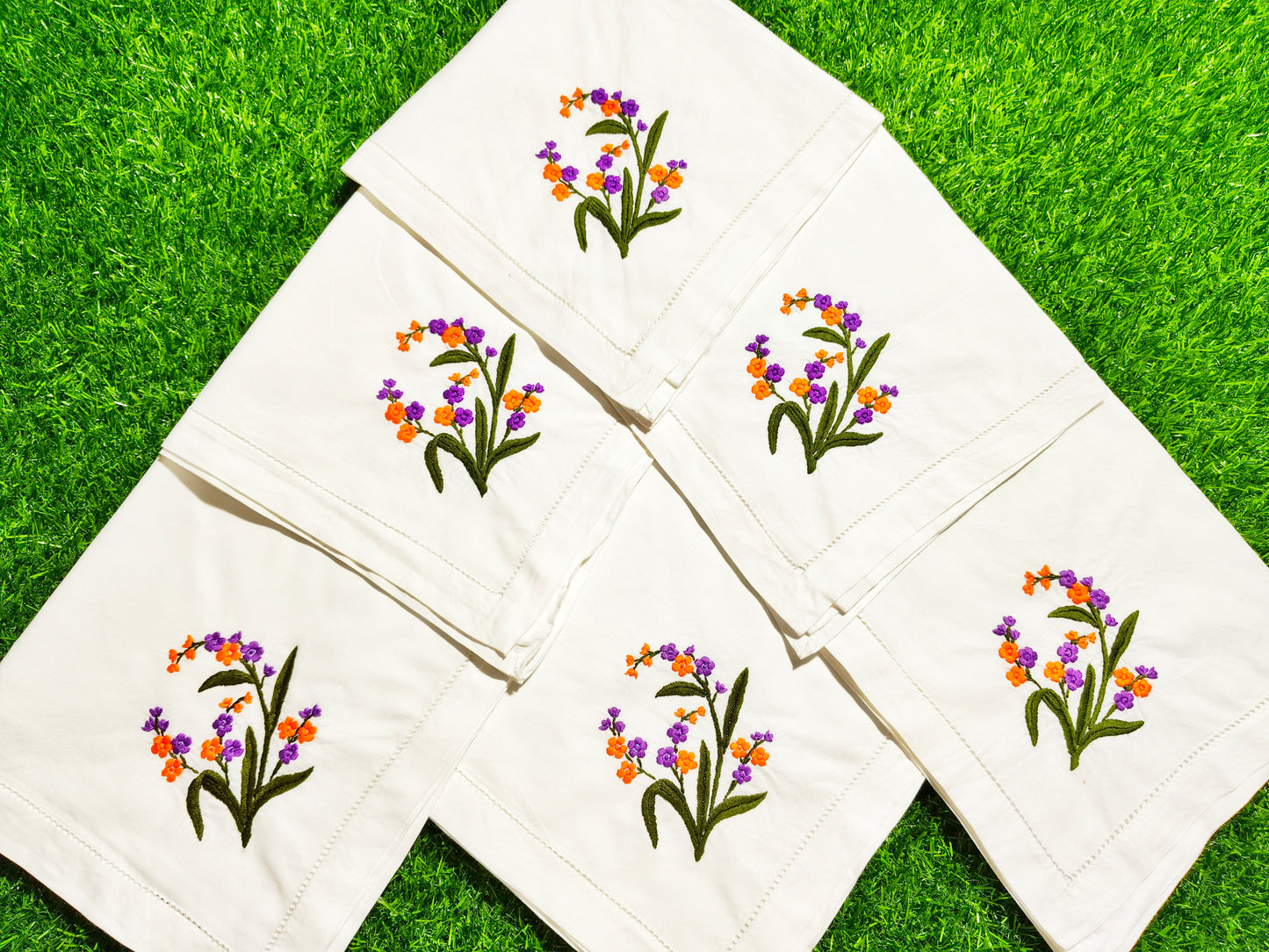 Hand Embroidered Pure Cotton Napkins (Set of 6)