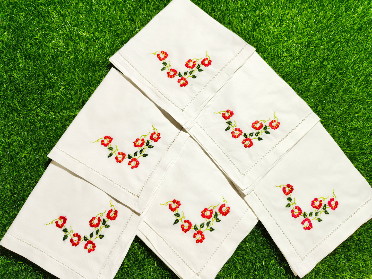 Hand Embroidered Pure Cotton Napkins (Set of 6)