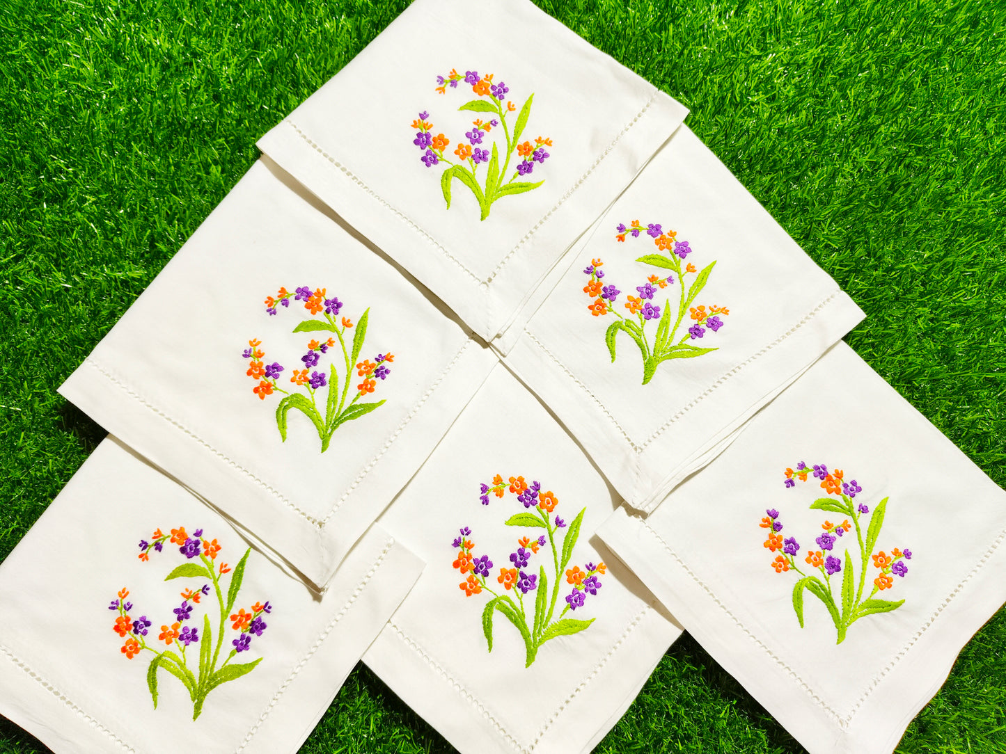 Hand Embroidered Pure Cotton Napkins (Set of 6)