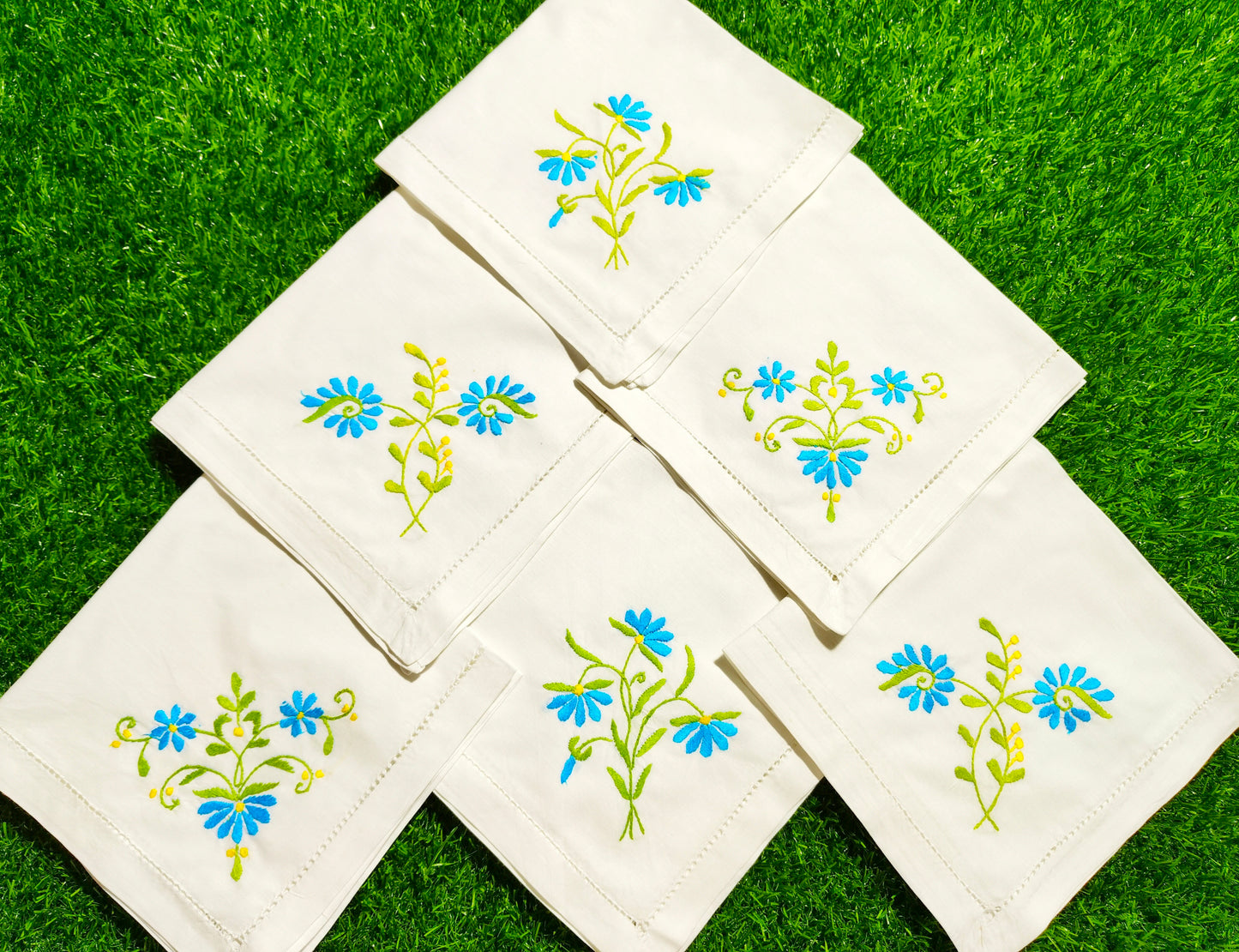 Hand Embroidered Pure Cotton Napkins (Set of 6)