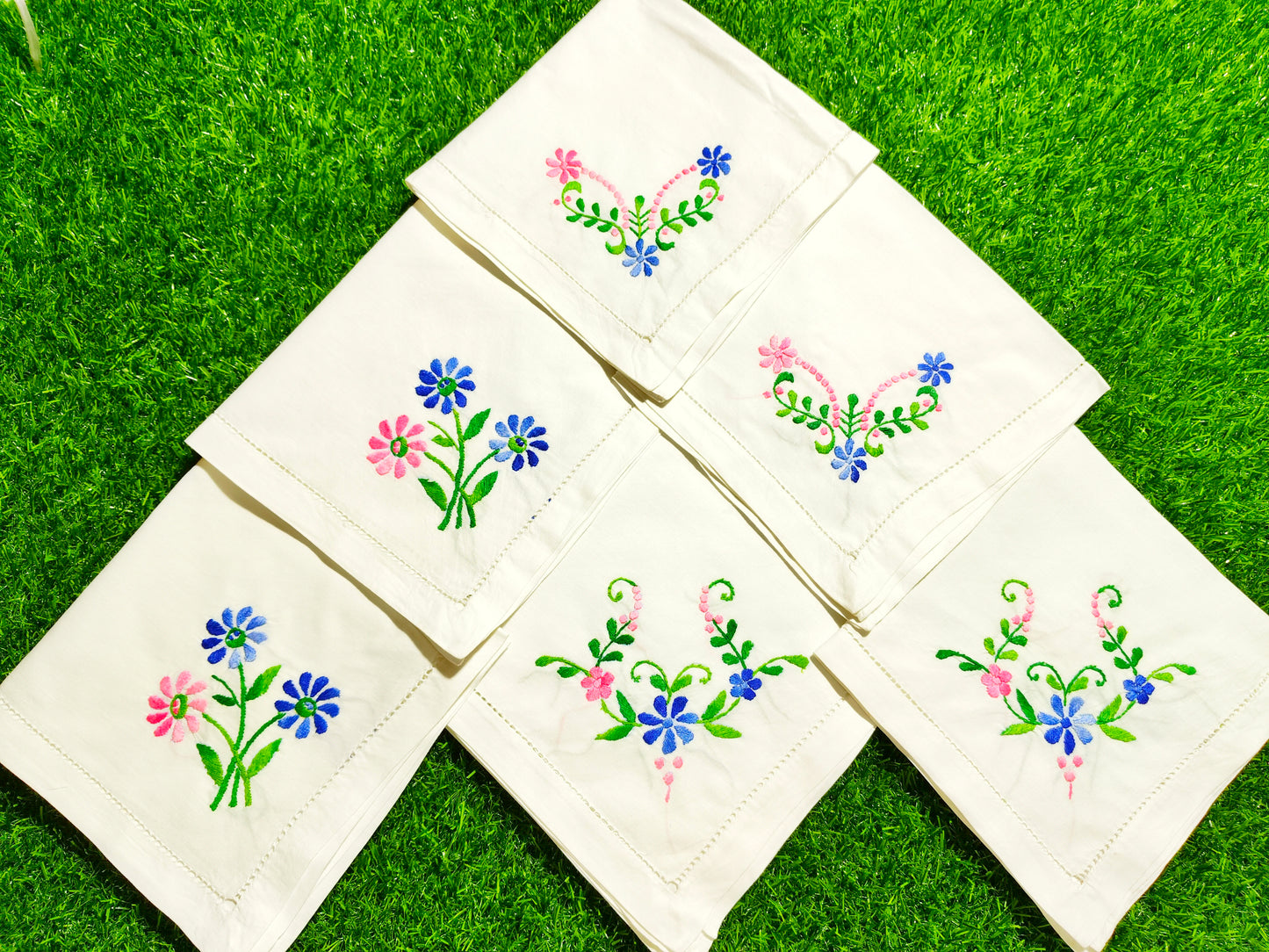 Hand Embroidered Pure Cotton Napkins (Set of 6)