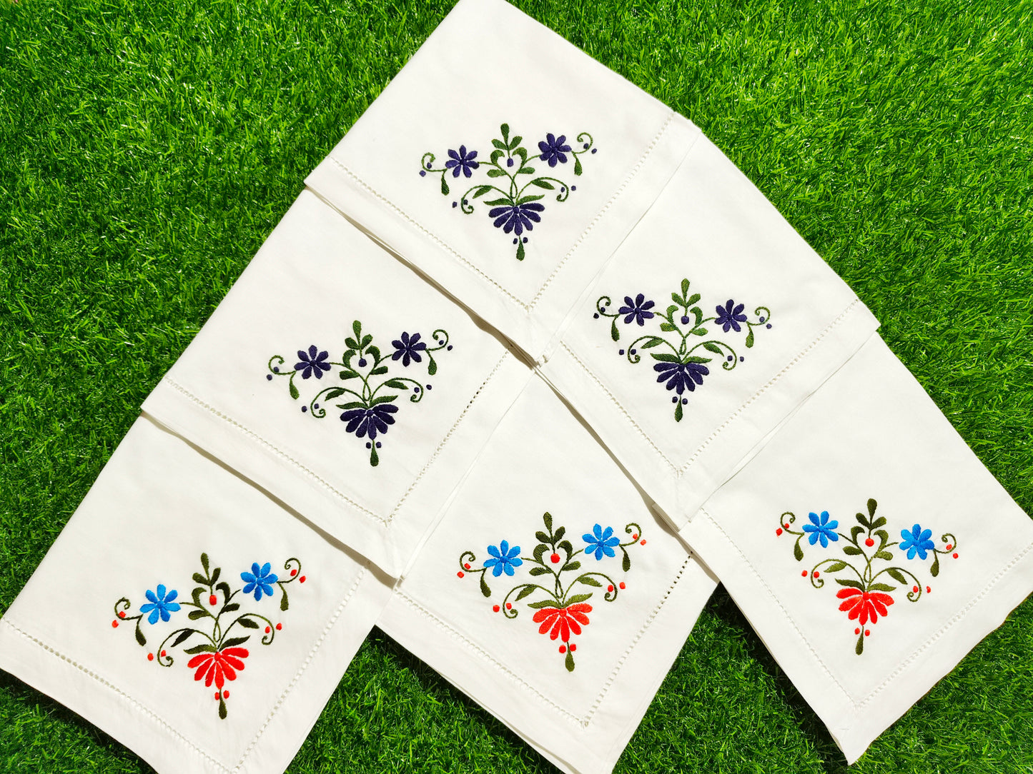 Hand Embroidered Pure Cotton Napkins (Set of 6)