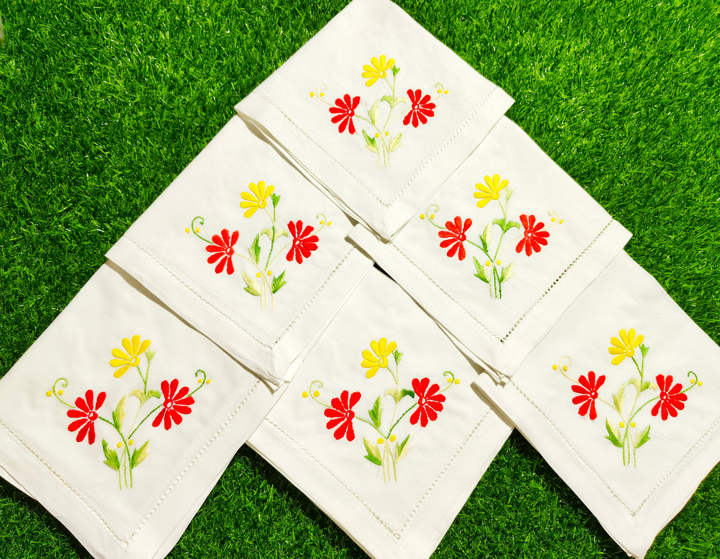 Hand Embroidered Pure Cotton Napkins (Set of 6)