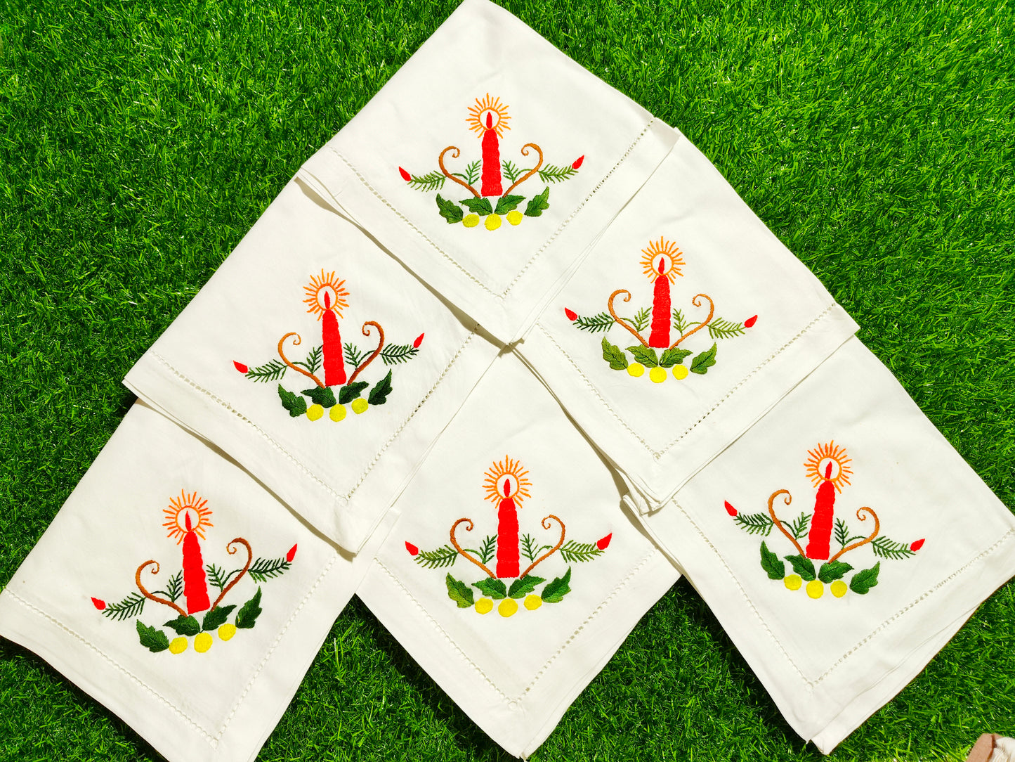 Hand Embroidered Pure Cotton Napkins (Set of 6)