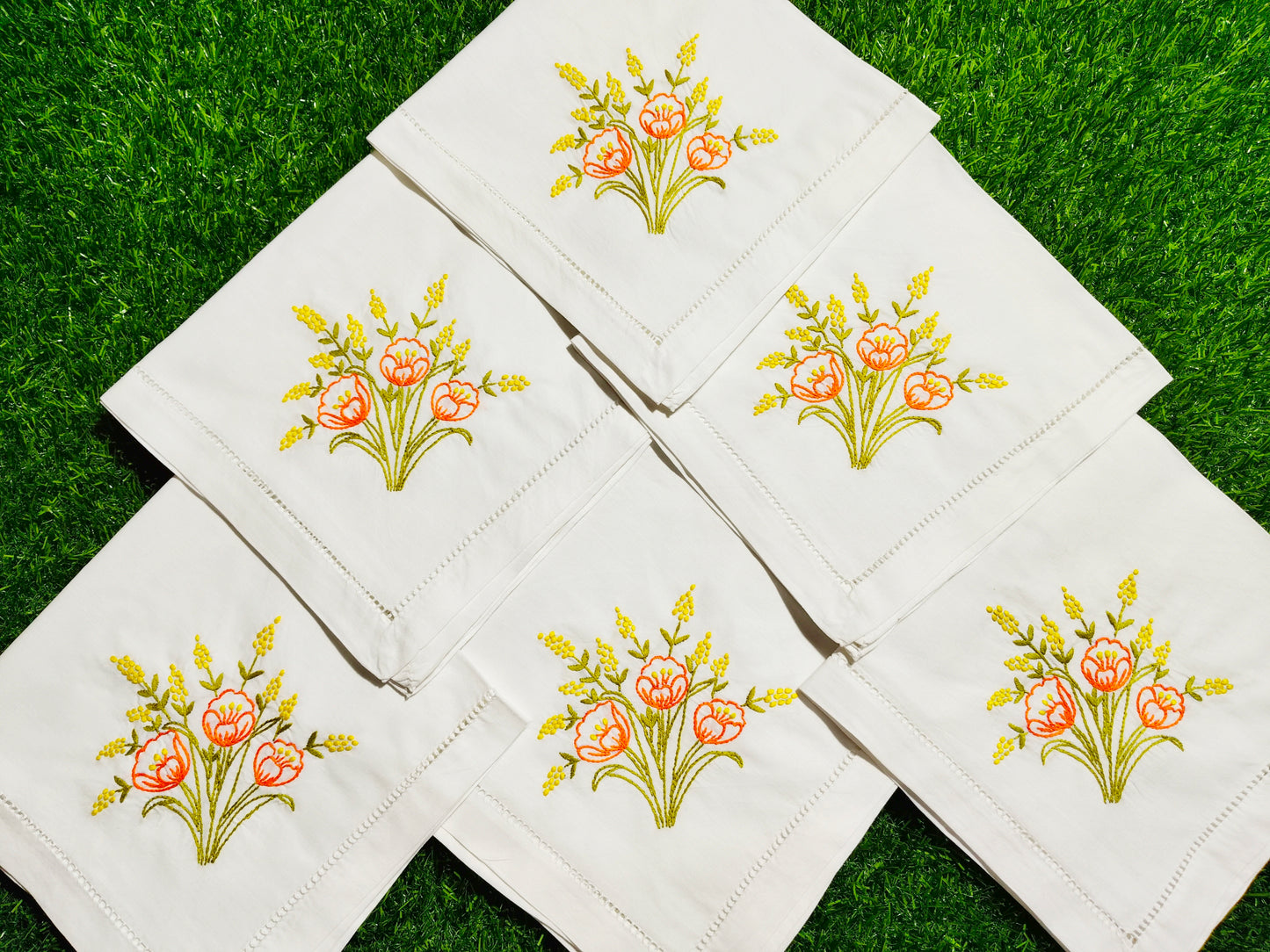 Hand Embroidered Pure Cotton Napkins (Set of 6)