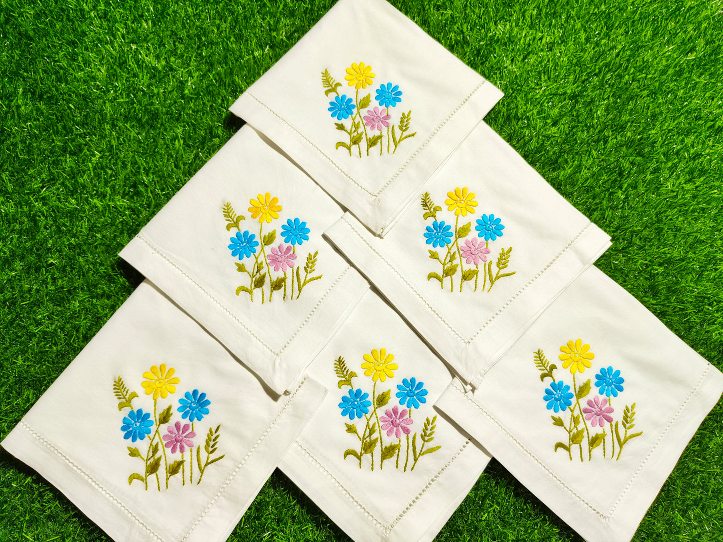 Hand Embroidered Pure Cotton Napkins (Set of 6)