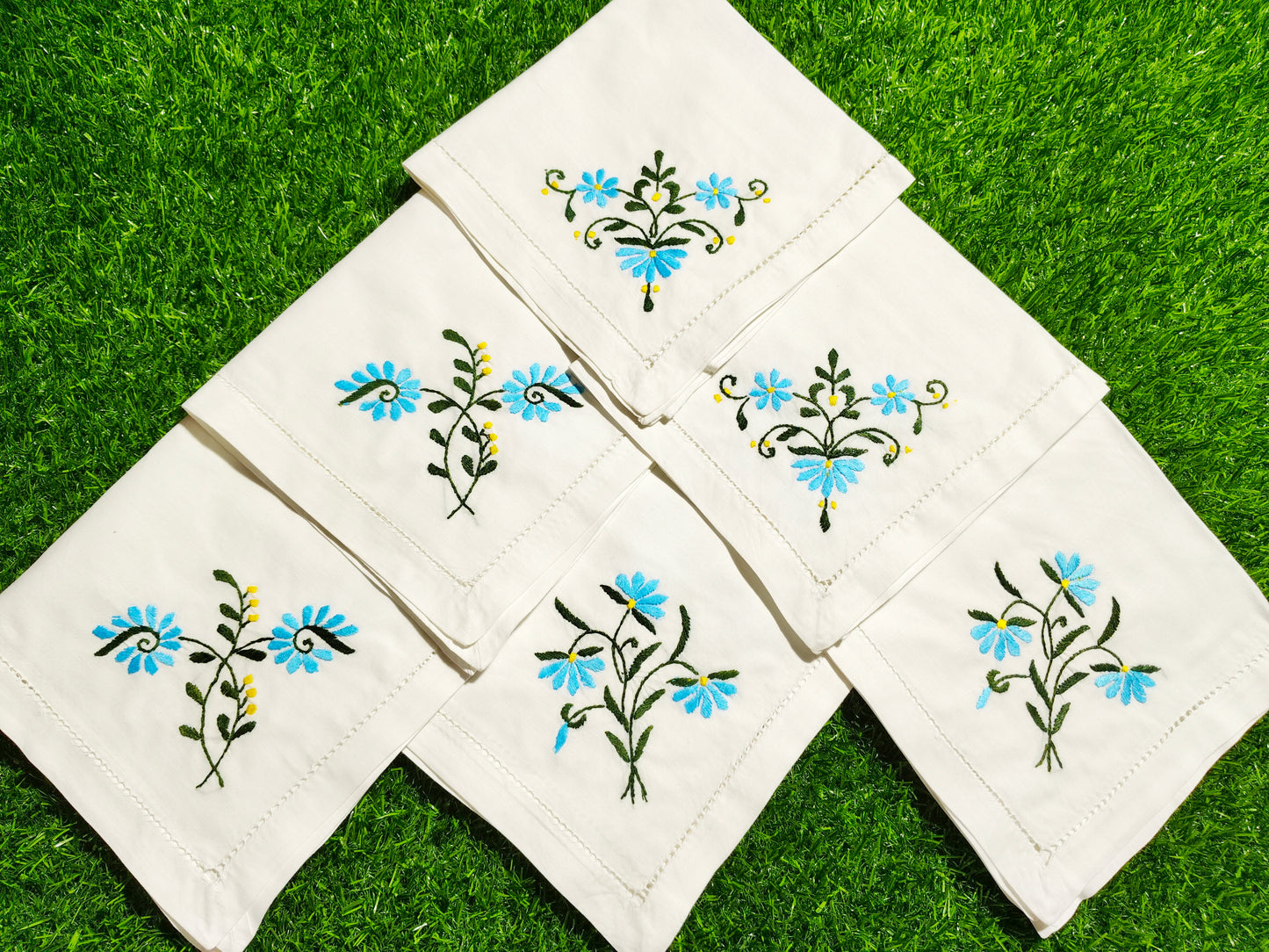 Hand Embroidered Pure Cotton Napkins (Set of 6)