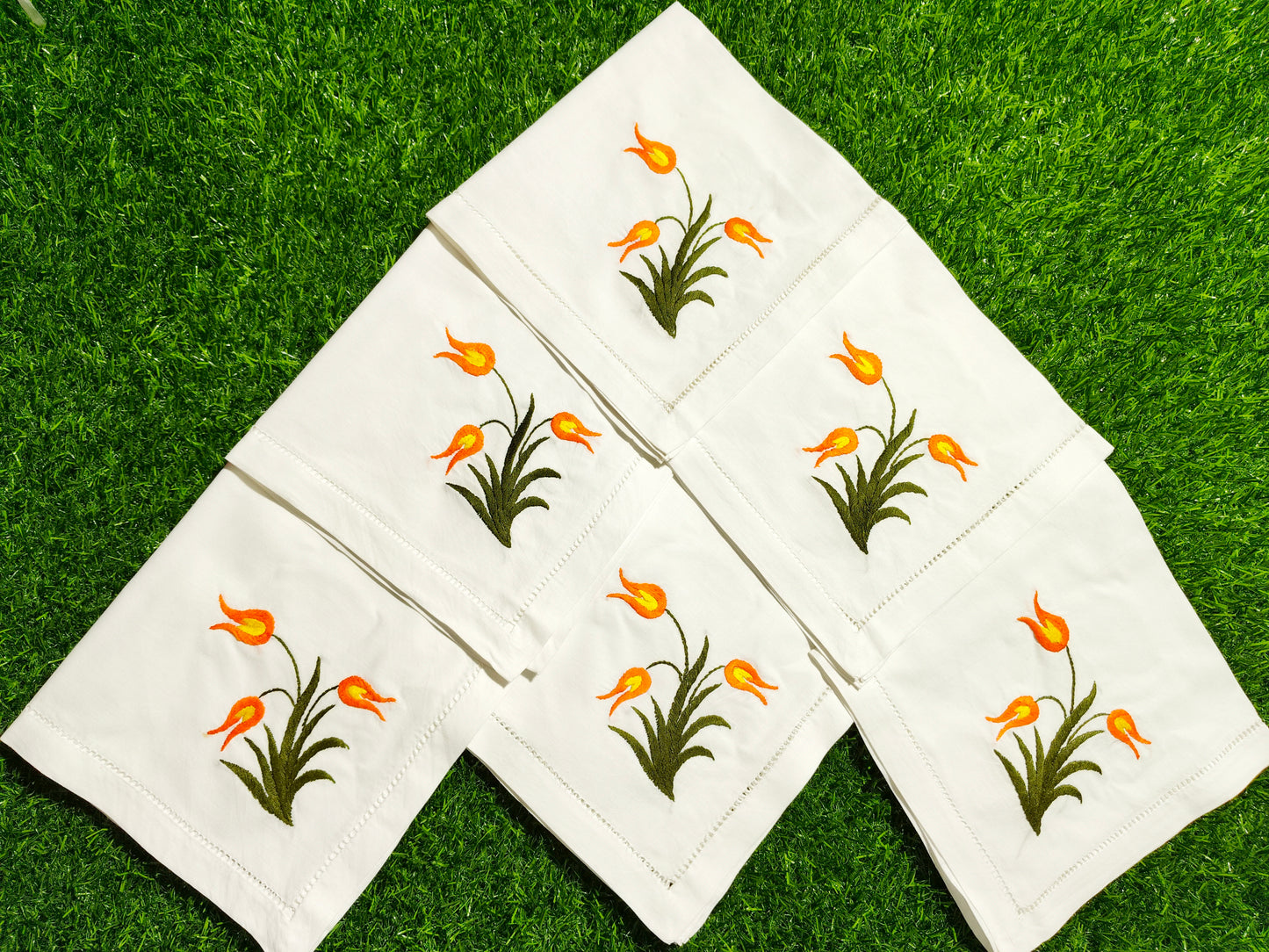 Hand Embroidered Pure Cotton Napkins (Set of 6)