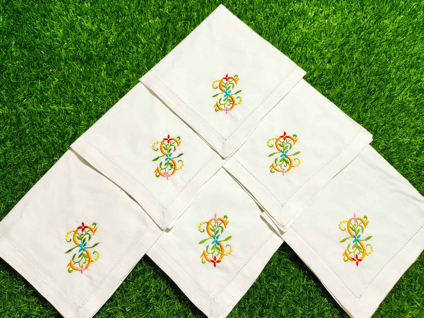 Hand Embroidered Pure Cotton Napkins (Set of 6)